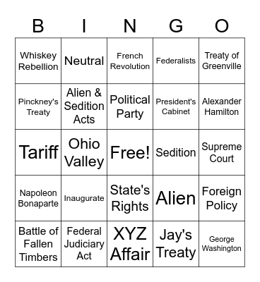 Launching A New Republic Bingo Card