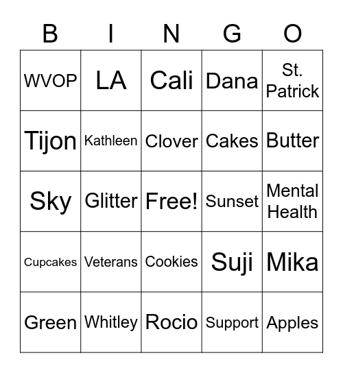 SPD Event Bingo Card