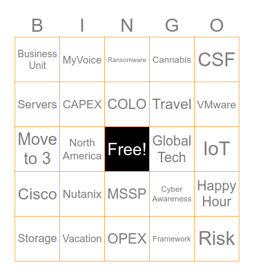 GTIS Bingo Card