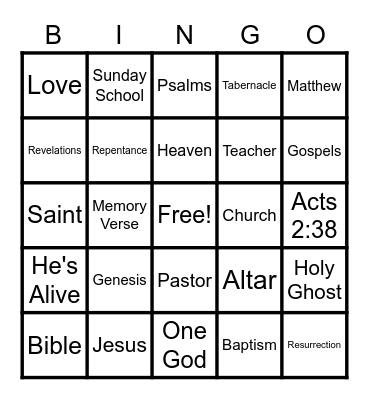 Enjoying Jesus! Bingo Card