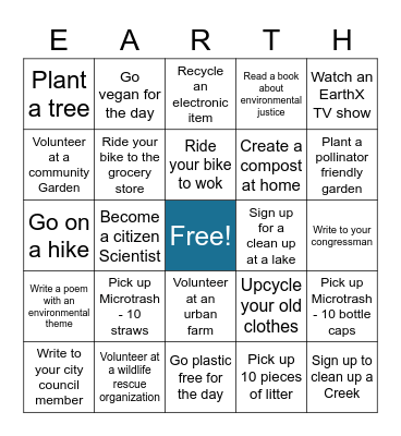 EarthX Bingo Card