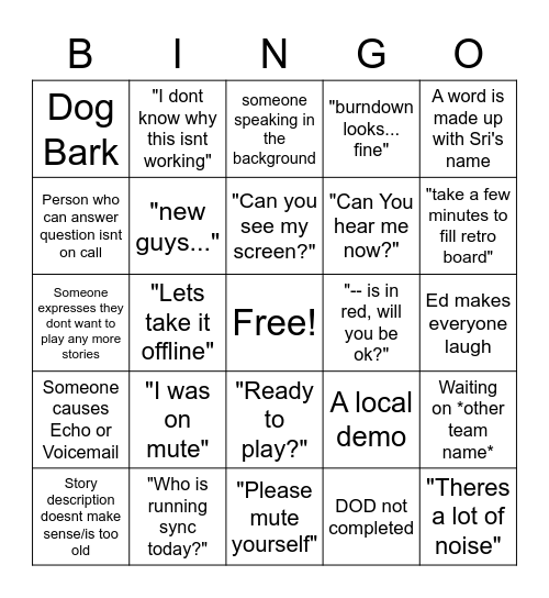 Sync Bingo Card