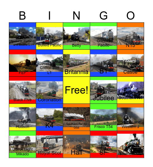 Fantastic Steam Railway Adventures Bingo Card