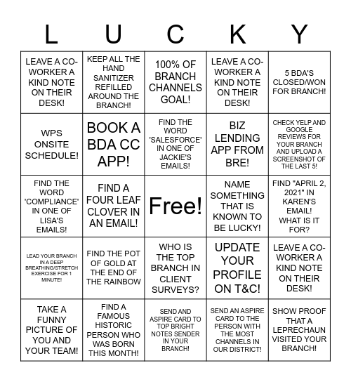 BBVA LUCKY BINGO! Bingo Card