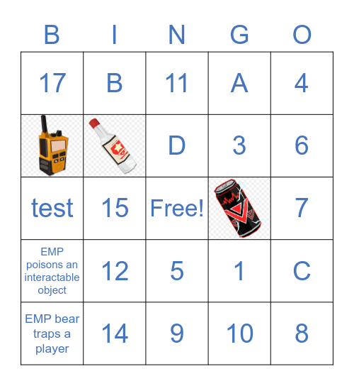 PW BINGO TEST Bingo Card