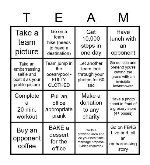 OFFICE COMPETITION Bingo Card