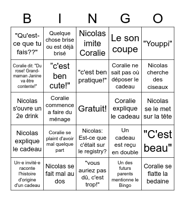 Party de Bébé Bingo Card
