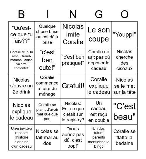 Party de Bébé Bingo Card