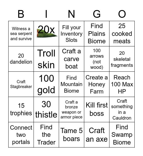 VALHEIM BINGO Card