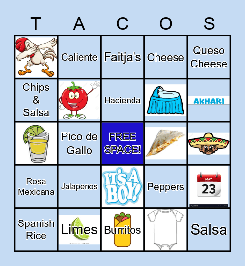 Taco 'Bout A Baby Bingo Card