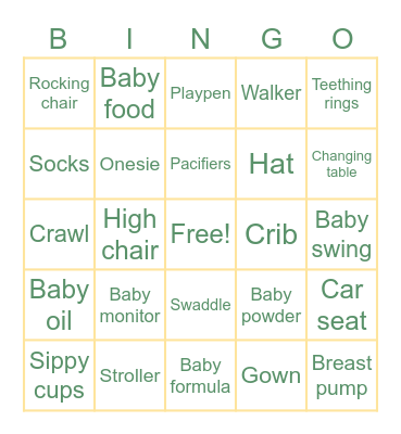 Aloha Baby Bingo Card