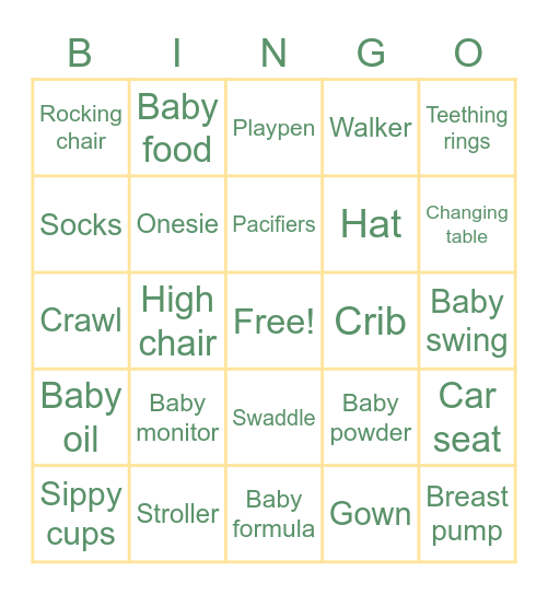 Aloha Baby Bingo Card