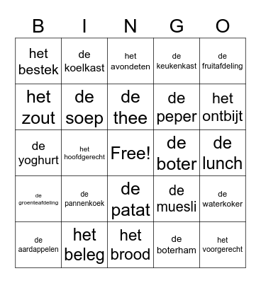 Nederlandse maaltijden Bingo Card