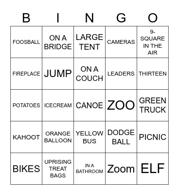 Uprising Bingo Card