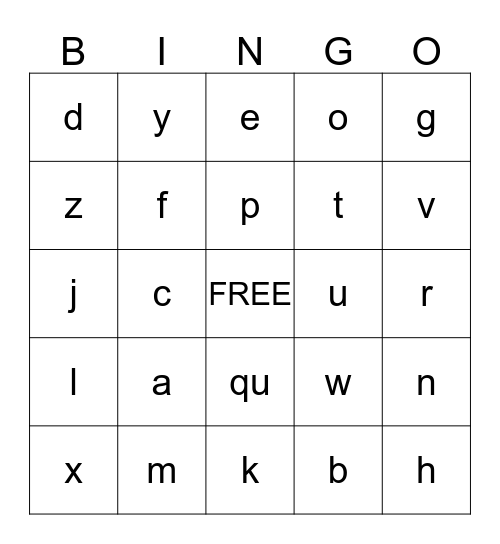 Beginning, Middle, and Ending Sounds Bingo Card