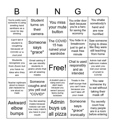 Return to Teaching Bingo Card