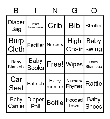 BABY SHOWER BINGO! Bingo Card
