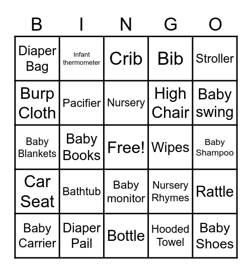 BABY SHOWER BINGO! Bingo Card