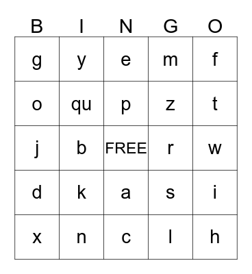 Beginning, Middle, and Ending Sounds Bingo Card