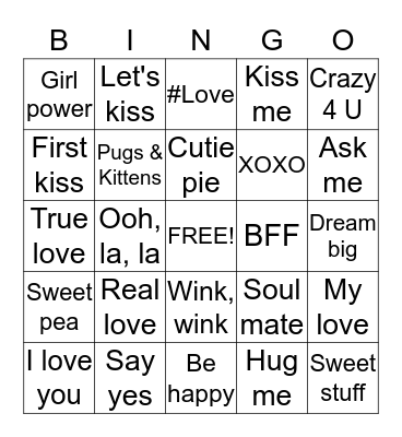 Valentine Hearts Bingo Card