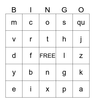 Beginning, Middle, and Ending Sounds Bingo Card
