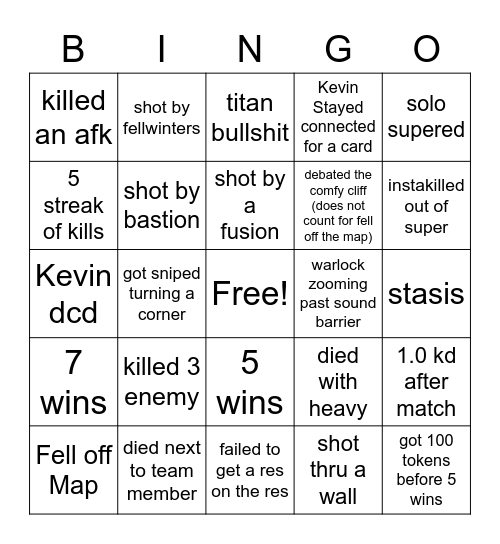 Trials of Bungo Bingo Card