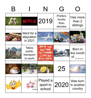 Getting To Know You Bingo Card