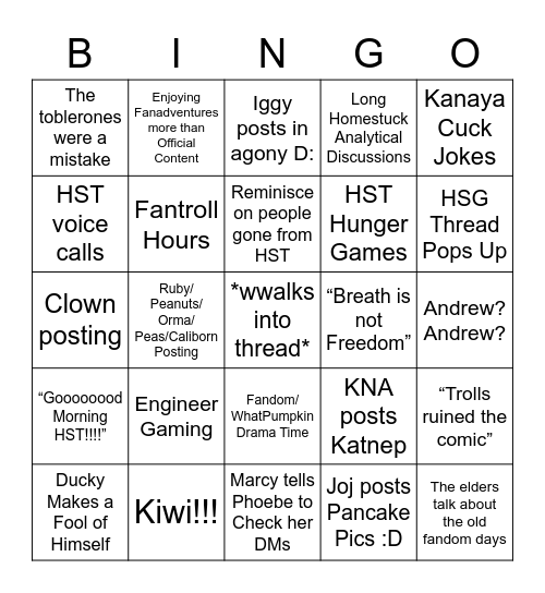 Ultimate HST Bingo Card