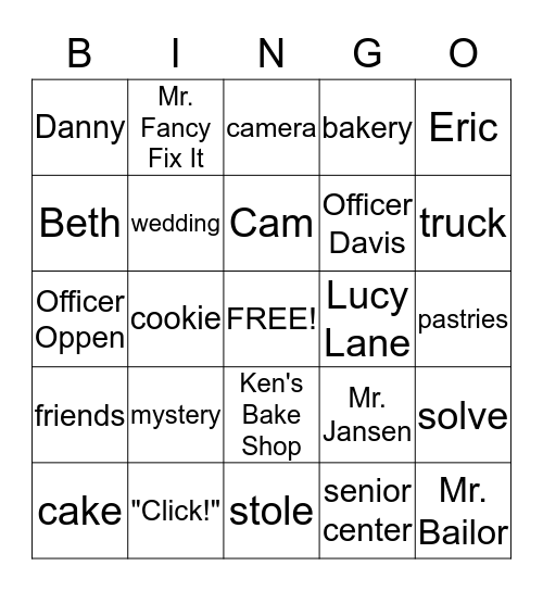 Cam Jansen and the Wedding Cake Mystery Bingo Card