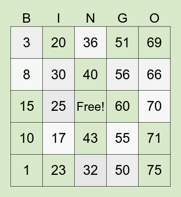 Jaydee Sotelo Bingo Card