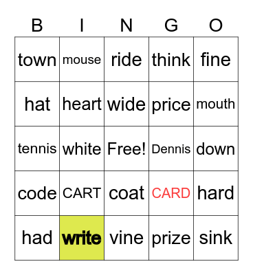 BINGO!!! Bingo Card