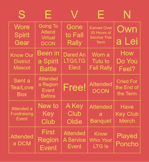 Big Hero 7 Game Night Bingo Card