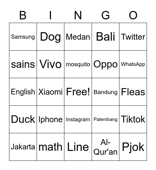 Farzana Bingo Card