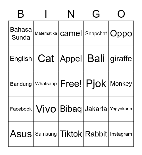 Azka anwar Bingo Card