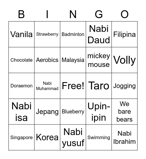 Azka anwar Bingo Card