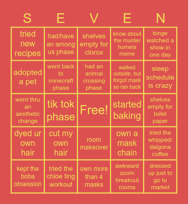 Quarantine Bingo :D Bingo Card