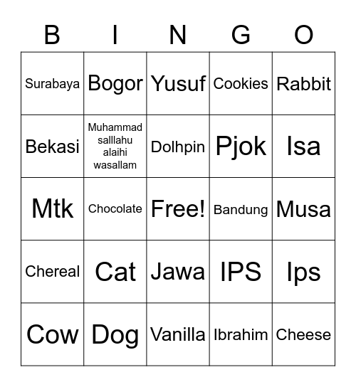 Risa Lailatul syaidah Bingo Card