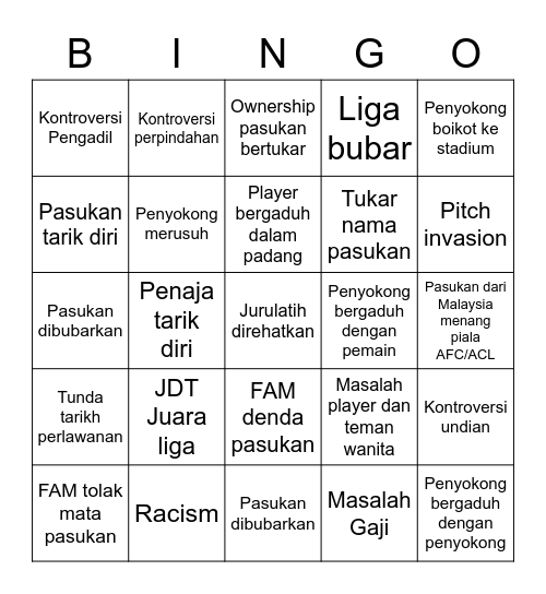 Liga M Bingo Card