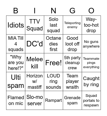 Apex BS Bingo Card