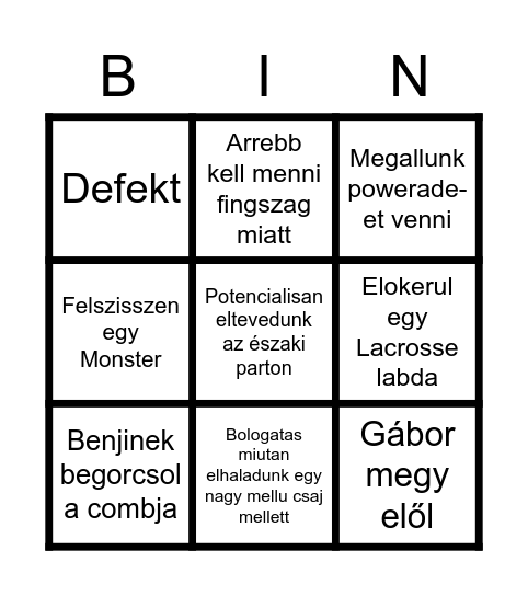Balaton Tour Bingo Card