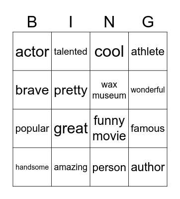 My favourites Bingo Card