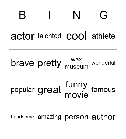 My favourites Bingo Card