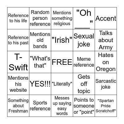 McGrath-O Bingo Card