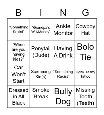Starks Family Bingo Card
