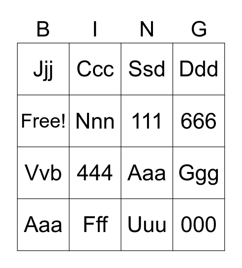 ngo Bingo Card