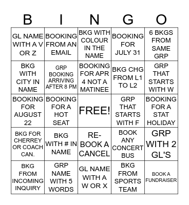 SALES Bingo Card