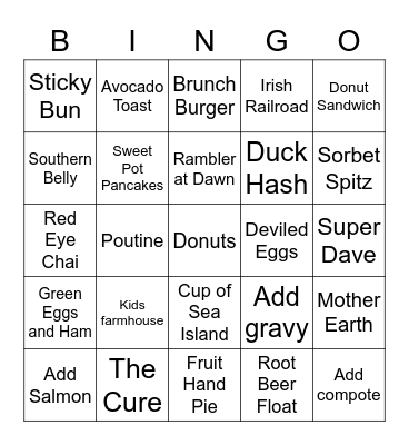 SUNDAY BINGO Card