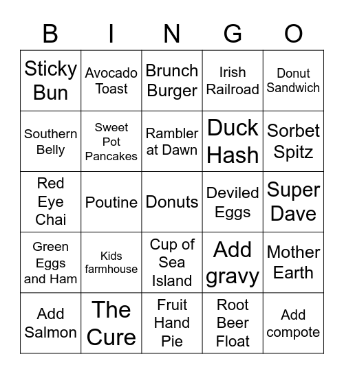 SUNDAY BINGO Card