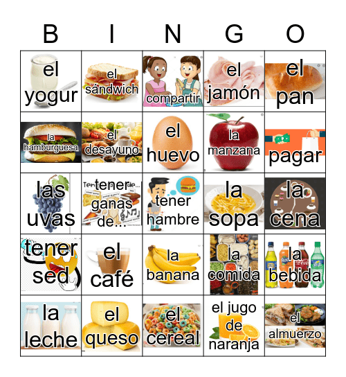U3L1 Mi comida favorita Bingo Card