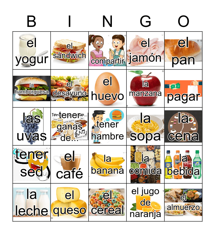 U3l1 Mi Comida Favorita Bingo Card